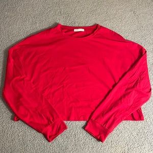 Red ROMWE Cropped Long Sleeve